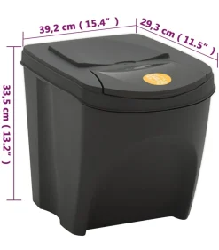 Vuilnisbakken 4 st stapelbaar 100 L polypropeen grijs