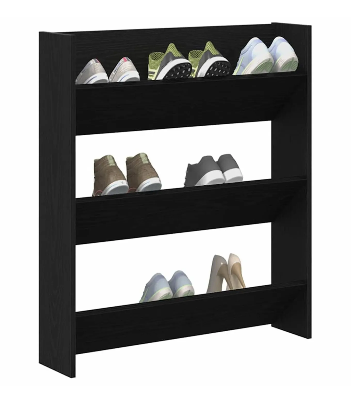 Wand Schoenkast 2 pcs Zwart eiken 80 x 18 x 90 cm Bewerkt hout