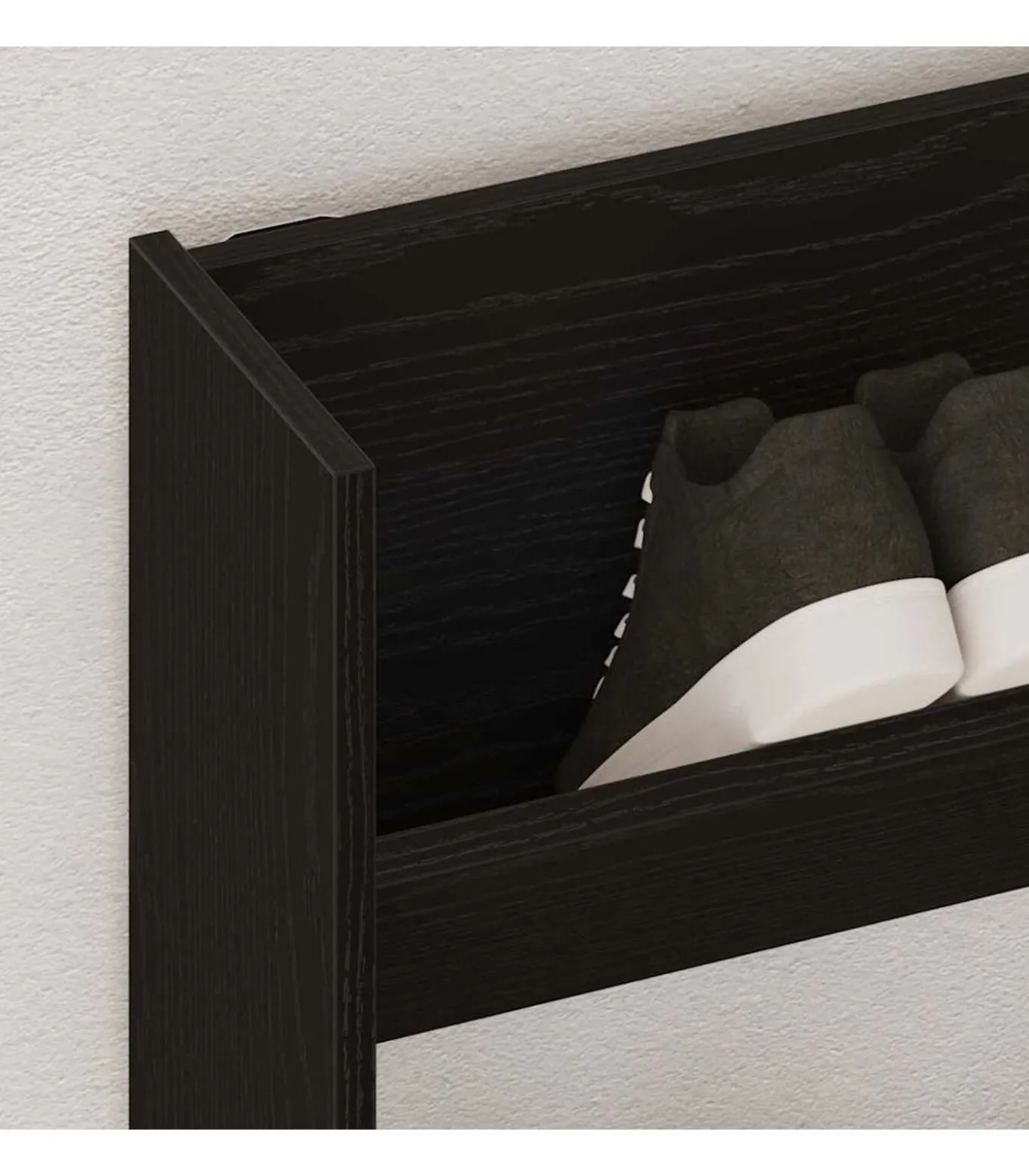 Wand Schoenkast 2 pcs Zwart eiken 80 x 18 x 90 cm Bewerkt hout