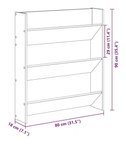 Wand Schoenkast 2 pcs Zwart eiken 80 x 18 x 90 cm Bewerkt hout