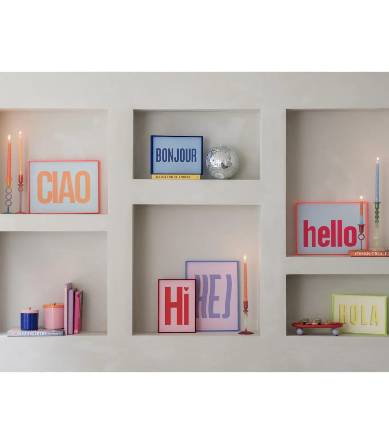 Wanddecoratie Bonjour Medium - Blauw - 3x31x22cm