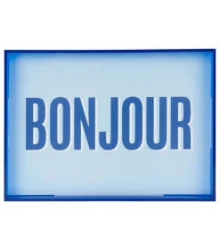 Wanddecoratie Bonjour Medium - Blauw - 3x31x22cm