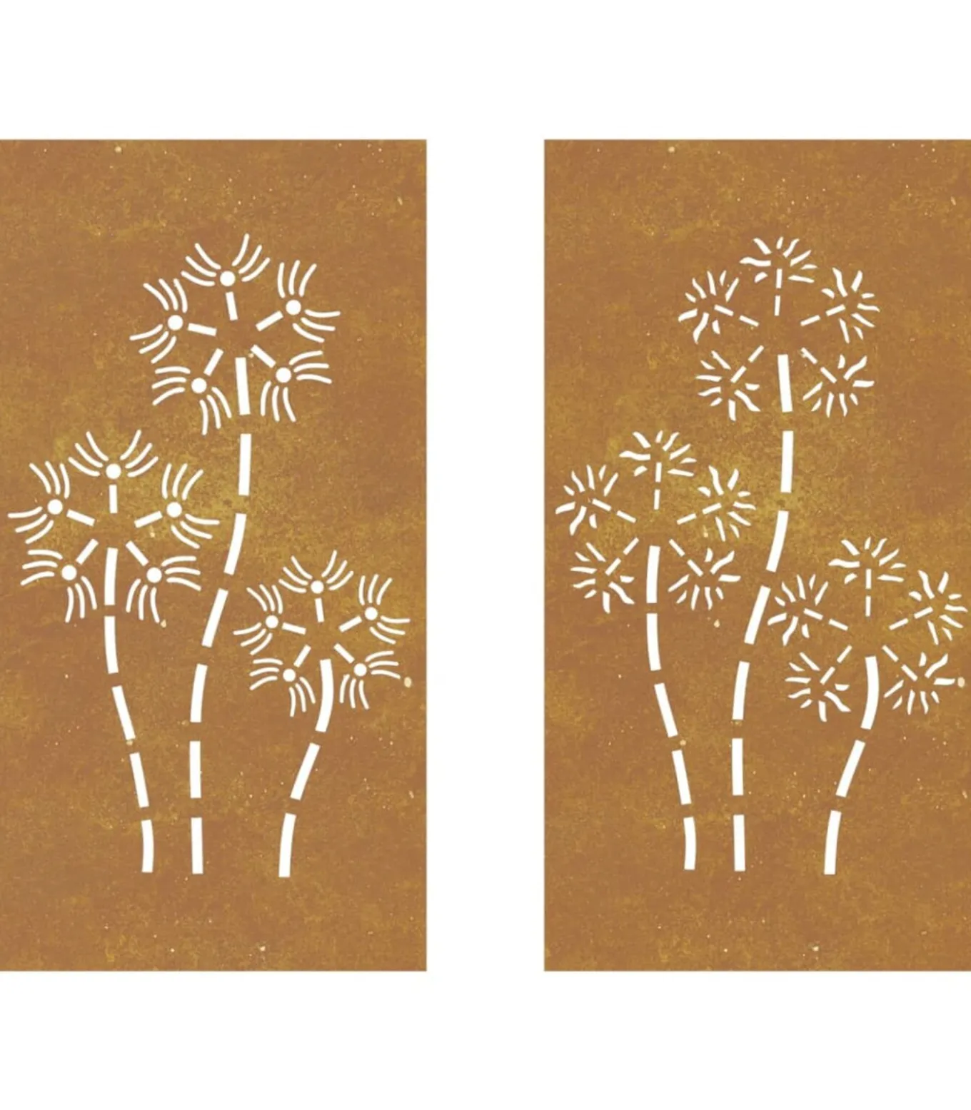 Wanddecoratie tuin 2 st bloemenontwerp 105x55 cm cortenstaal