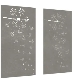 Wanddecoratie tuin 2 st bloemenontwerp 105x55 cm cortenstaal