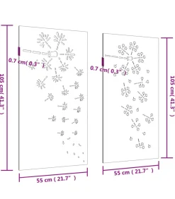 Wanddecoratie tuin 2 st bloemenontwerp 105x55 cm cortenstaal