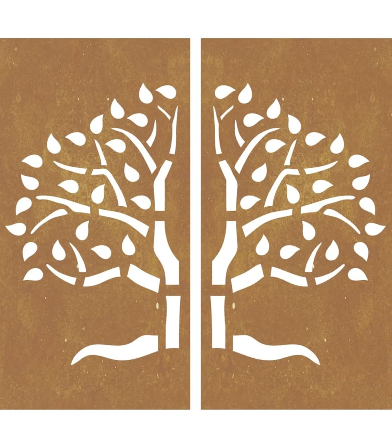 Wanddecoratie tuin 2 st boomontwerp 105x55 cm cortenstaal