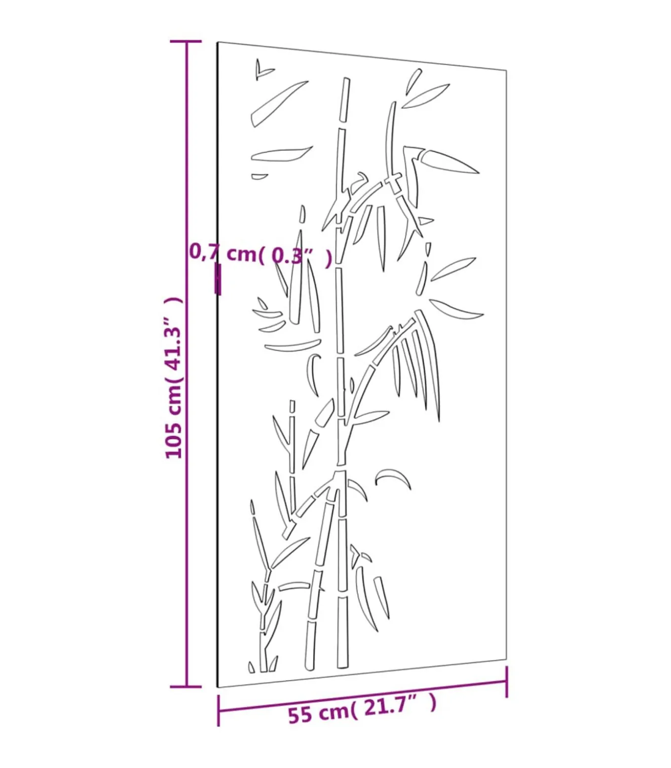 Wanddecoratie tuin bamboe-ontwerp 105x55 cm cortenstaal