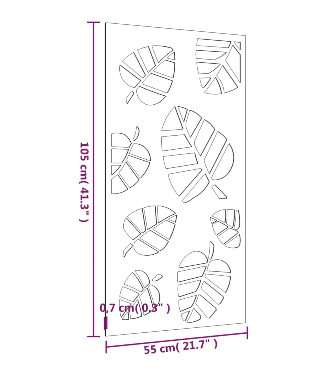 Wanddecoratie tuin bladontwerp 105x55 cm cortenstaal