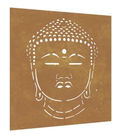 Wanddecoratie tuin boeddhahoofd-ontwerp 55x55 cm cortenstaal