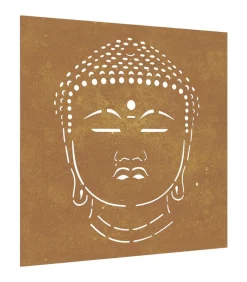 Wanddecoratie tuin boeddhahoofd-ontwerp 55x55 cm cortenstaal
