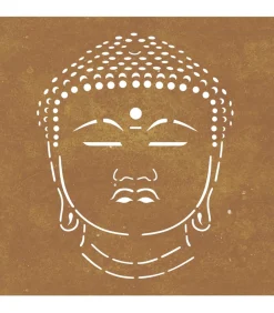 Wanddecoratie tuin boeddhahoofd-ontwerp 55x55 cm cortenstaal