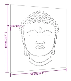 Wanddecoratie tuin boeddhahoofd-ontwerp 55x55 cm cortenstaal