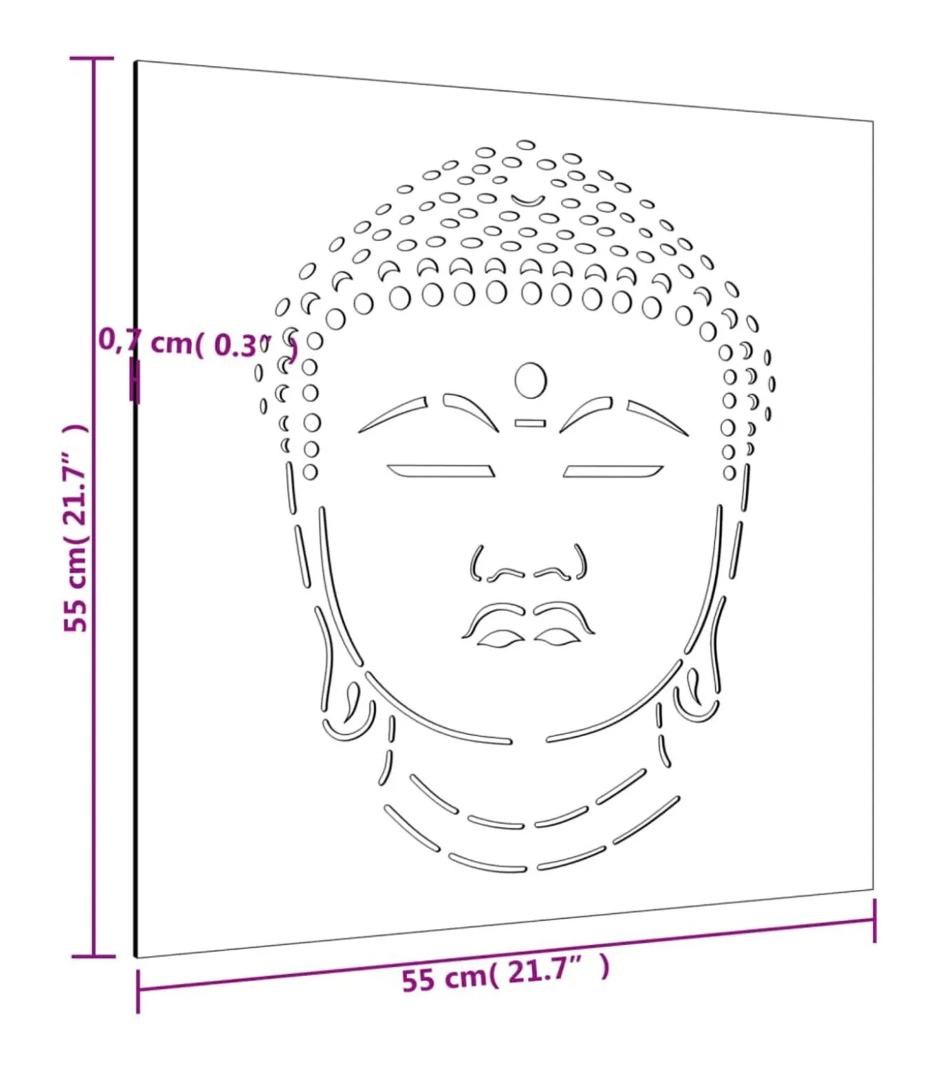 Wanddecoratie tuin boeddhahoofd-ontwerp 55x55 cm cortenstaal