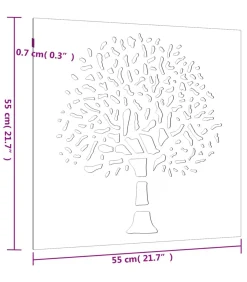 Wanddecoratie tuin boomontwerp 55x55 cm cortenstaal