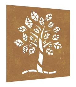 Wanddecoratie tuin boomontwerp 55x55 cm cortenstaal