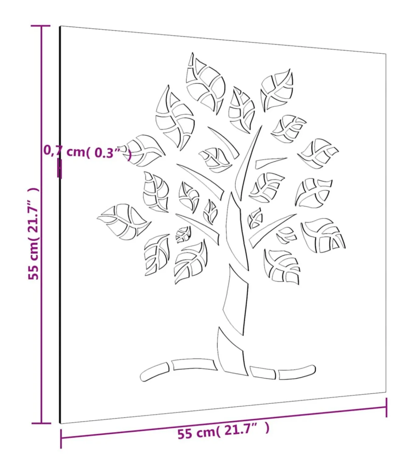 Wanddecoratie tuin boomontwerp 55x55 cm cortenstaal