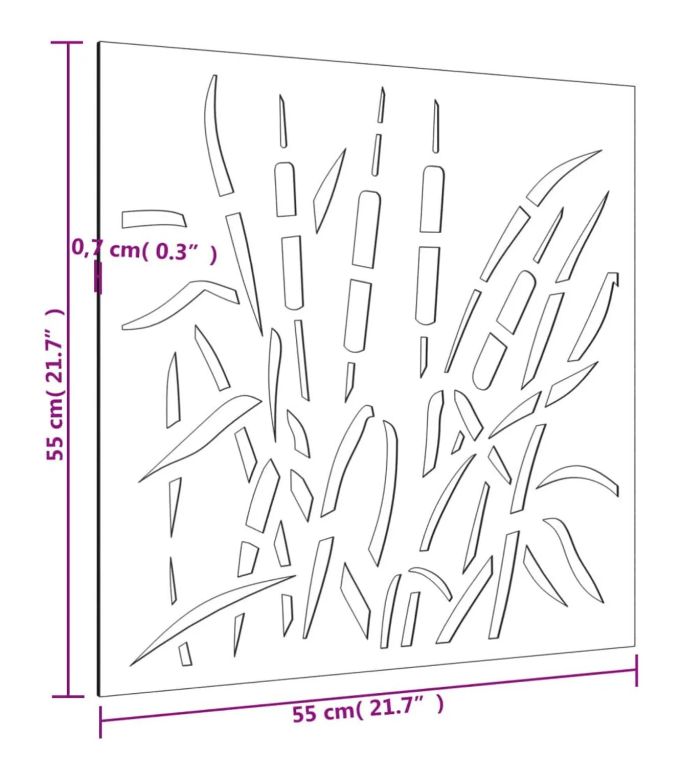 Wanddecoratie tuin grasontwerp 55x55 cm cortenstaal