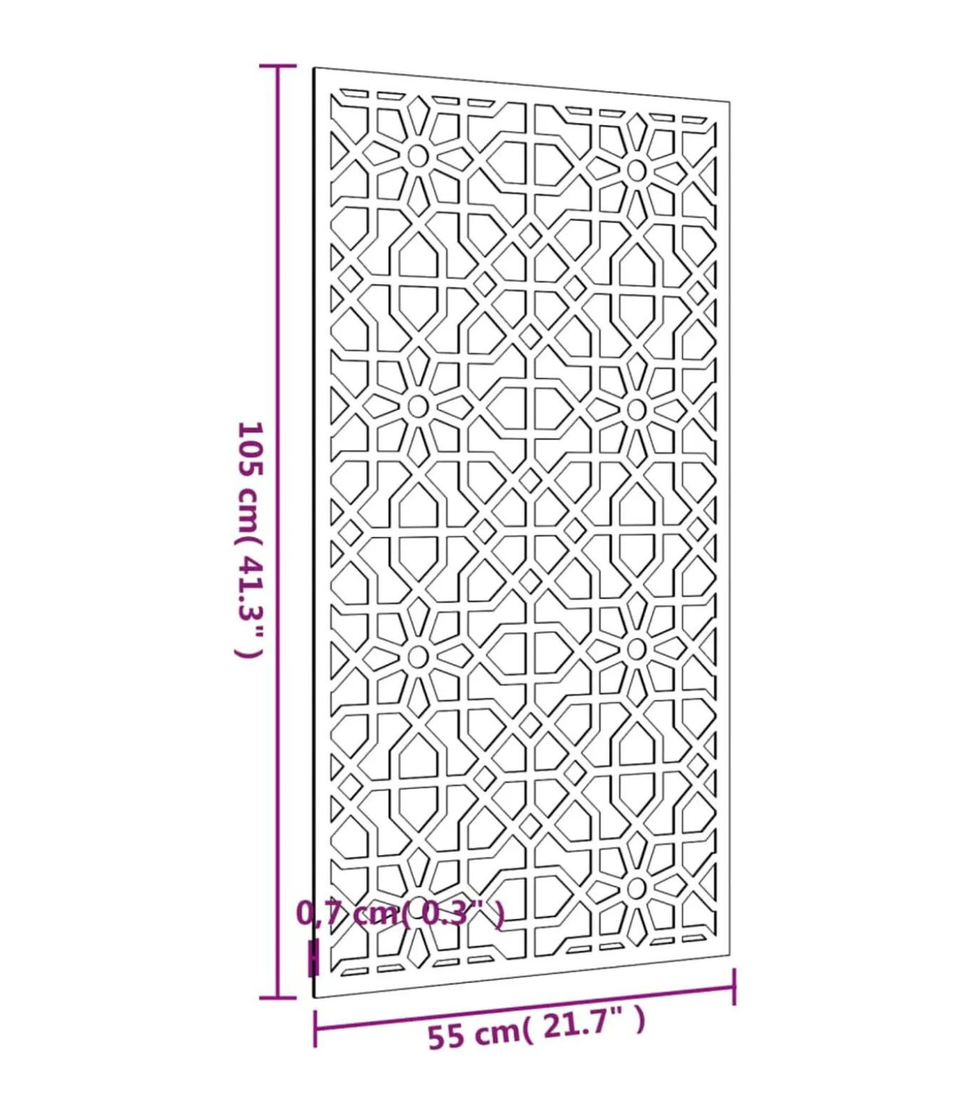 Wanddecoratie tuin Moors ontwerp 105x55 cm cortenstaal