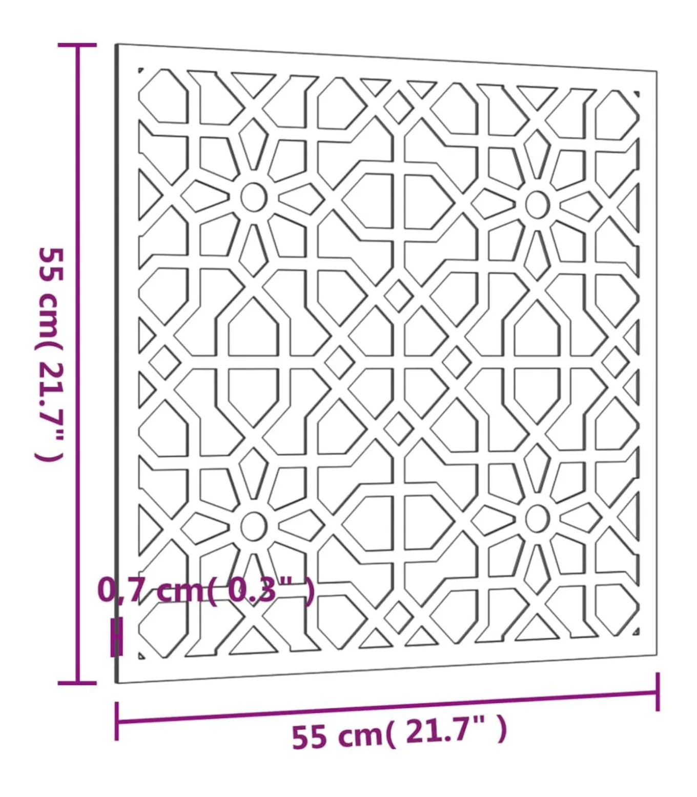 Wanddecoratie tuin Moors ontwerp 55x55 cm cortenstaal
