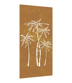 Wanddecoratie tuin palmboomontwerp 105x55 cm cortenstaal