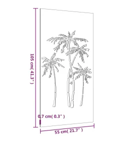 Wanddecoratie tuin palmboomontwerp 105x55 cm cortenstaal