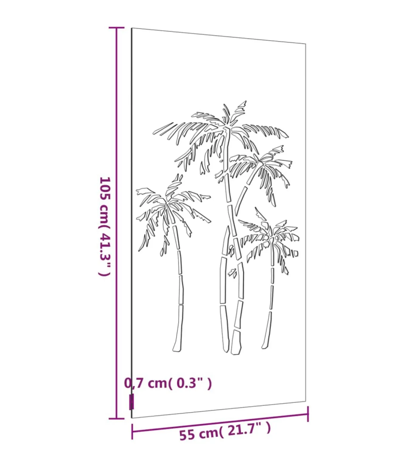 Wanddecoratie tuin palmboomontwerp 105x55 cm cortenstaal