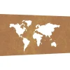 Wanddecoratie tuin wereldkaartontwerp 105x55 cm cortenstaal