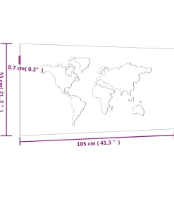 Wanddecoratie tuin wereldkaartontwerp 105x55 cm cortenstaal