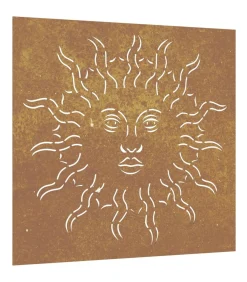 Wanddecoratie tuin zonontwerp 55x55 cm cortenstaal