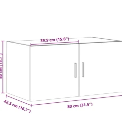 Wandkast 80x42,5x40 cm bewerkt hout gerookt eikenkleurig
