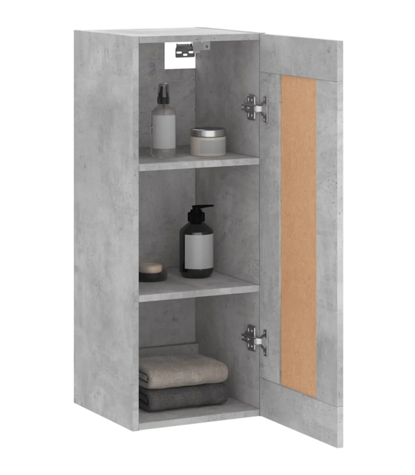 Wandkast 34,5x34x90 cm bewerkt hout betongrijs