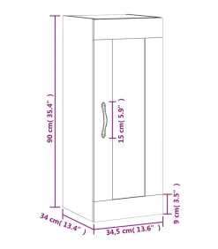 Wandkast 34,5x34x90 cm bewerkt hout betongrijs