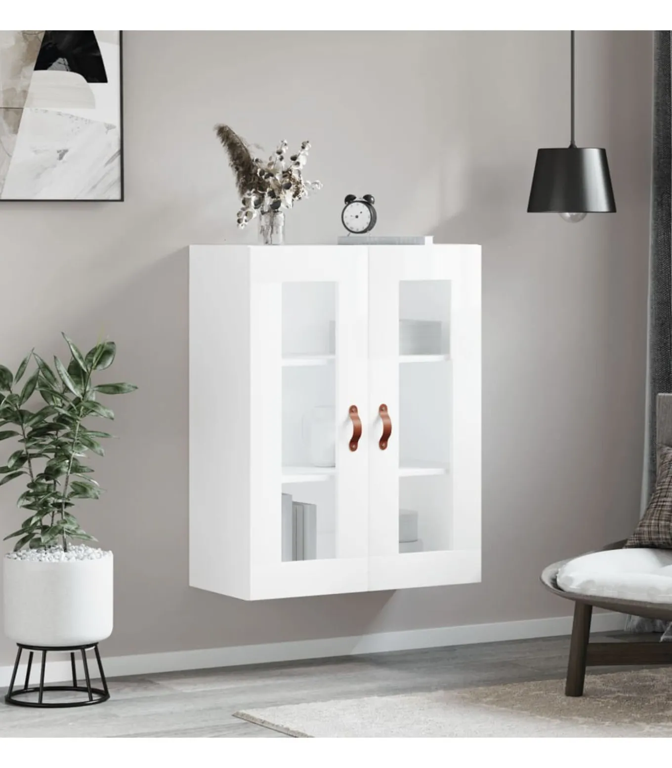 Wandkast 69,5x34x90 cm hoogglans wit