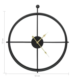Wandklok 52 cm ijzer zwart