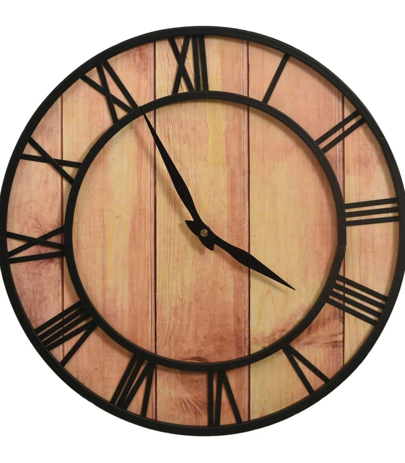 Wandklok 39 cm MDF en ijzer bruin en zwart