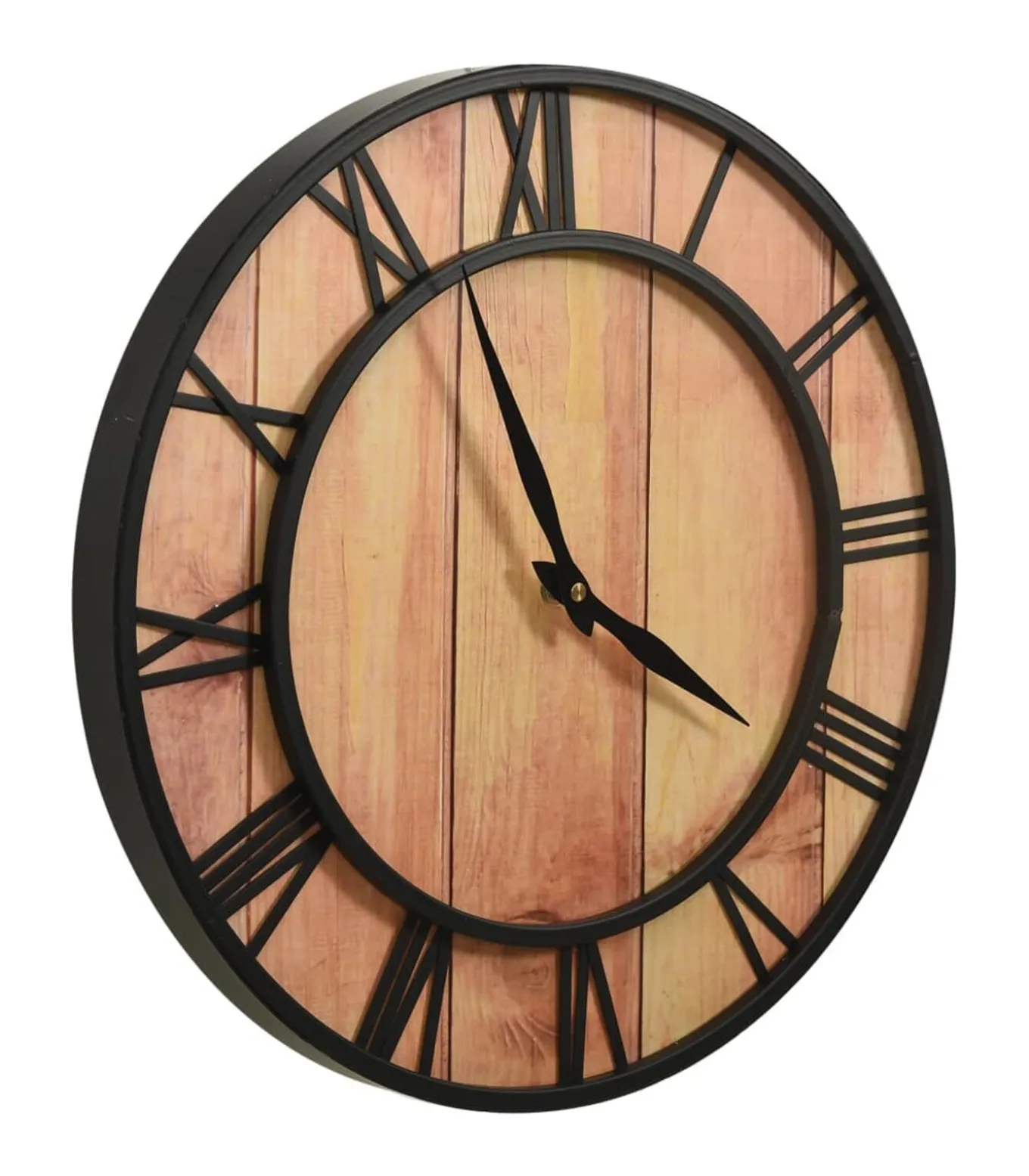 Wandklok 39 cm MDF en ijzer bruin en zwart