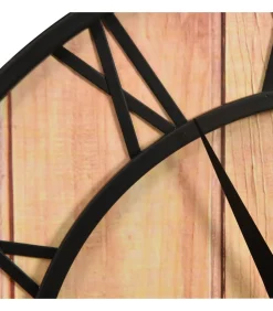 Wandklok 39 cm MDF en ijzer bruin en zwart