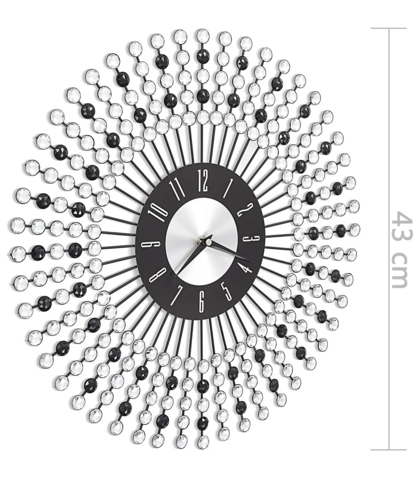 Wandklok 43 cm metaal zwart