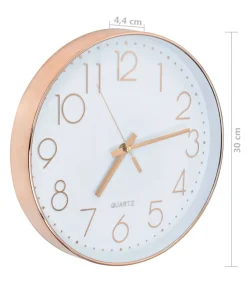 Wandklok 30 cm roségoud