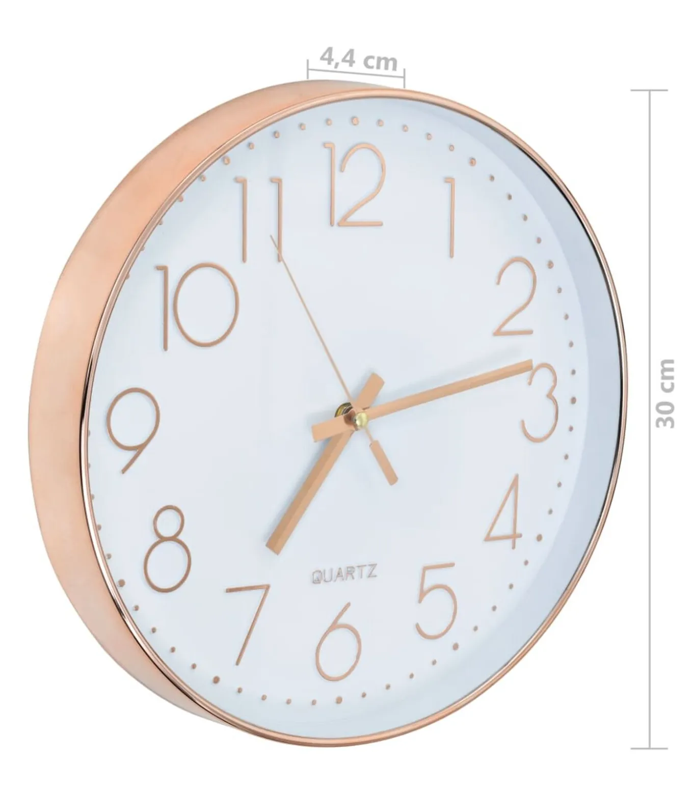 Wandklok 30 cm roségoud