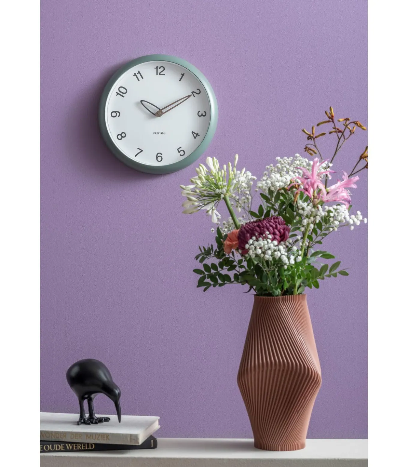 Wandklok Bella - Jungle groen - 4.2x30x30cm