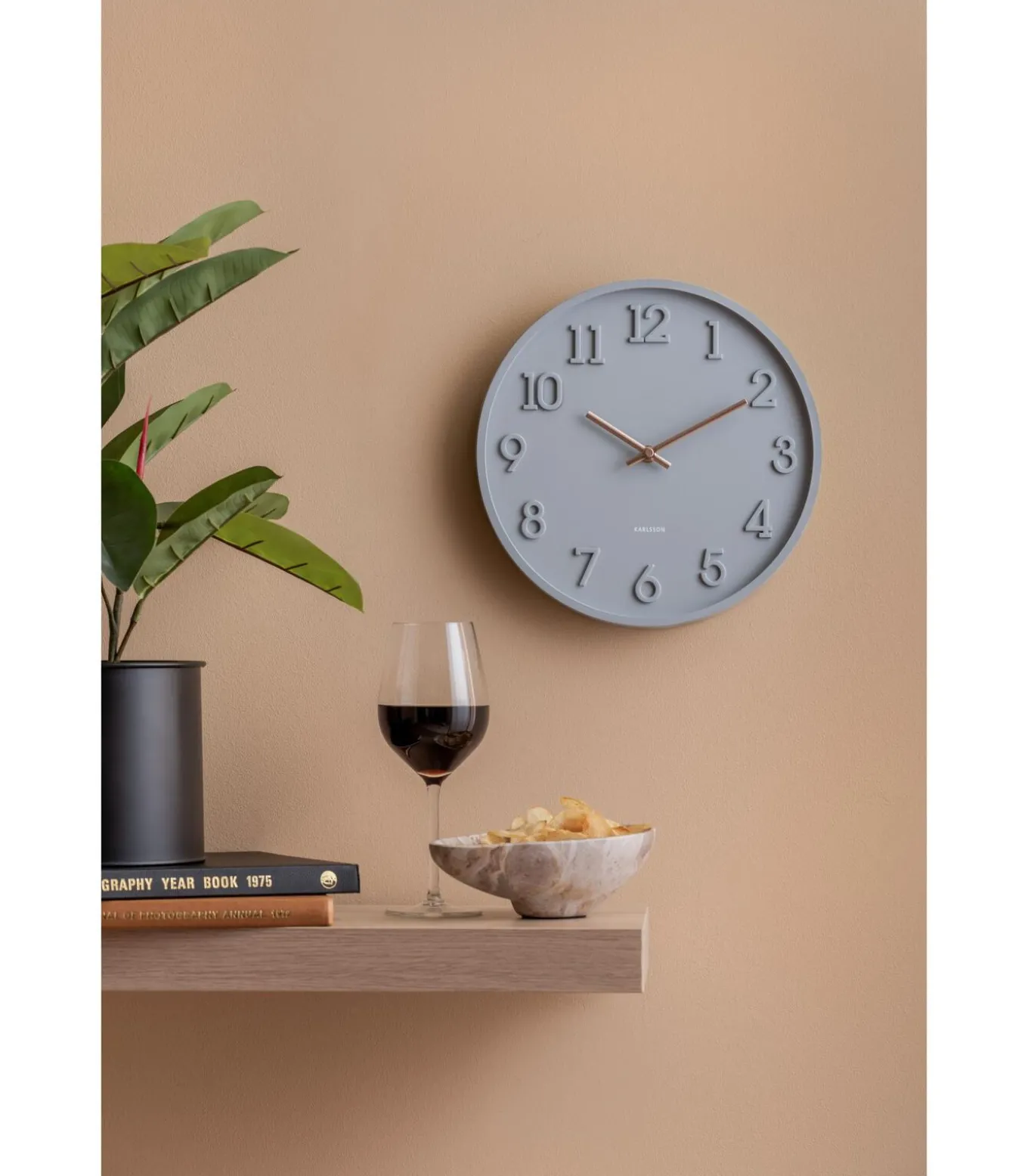 Wandklok Calma - Donkergrijs - 3.8x30x30cm