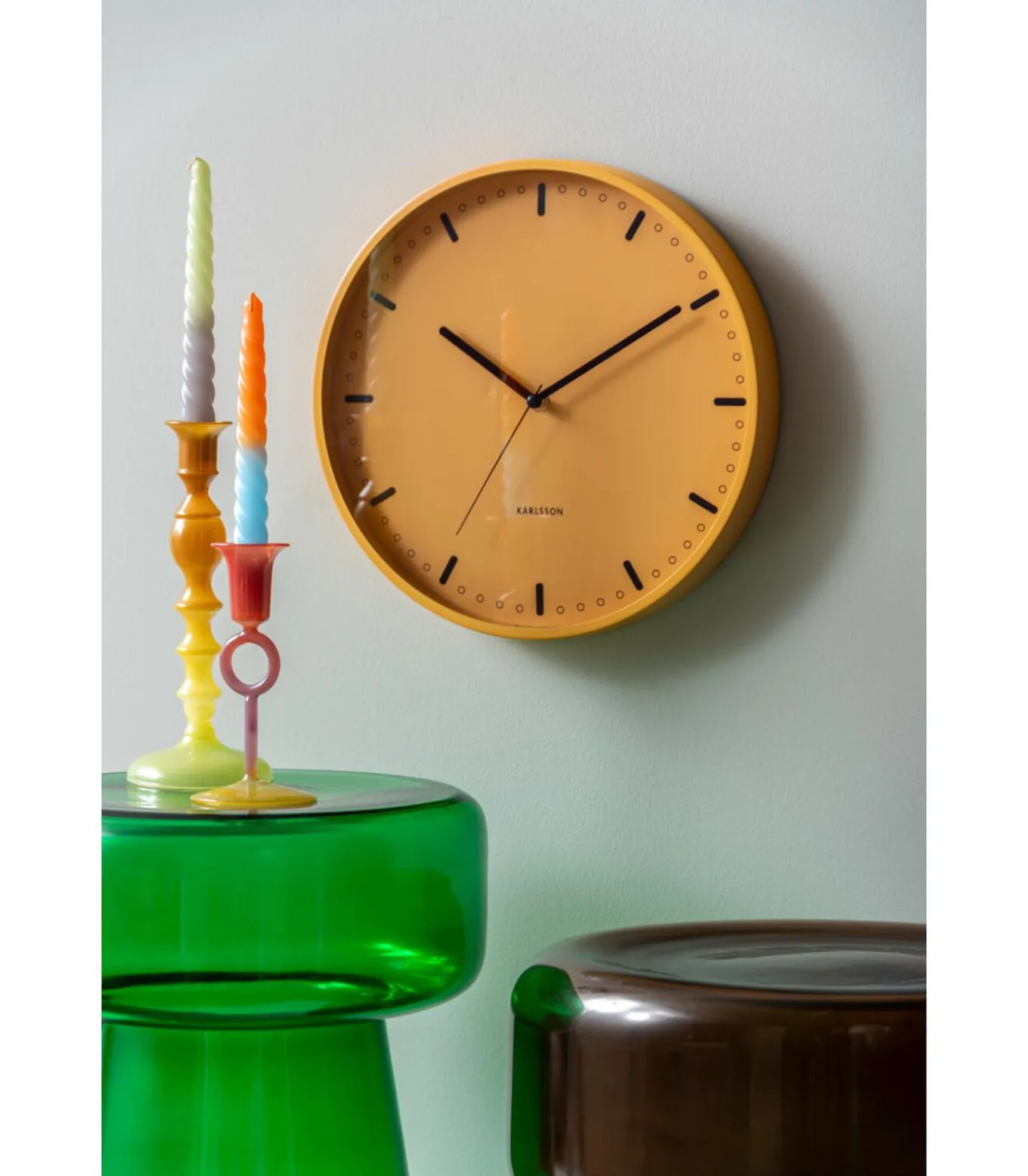 Wandklok Cool Retro - Geel - 30x30x30cm