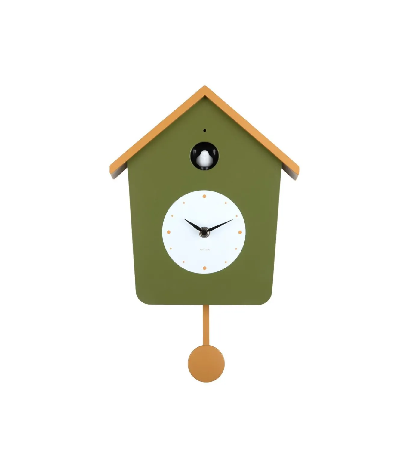 Wandklok Cuckoo Light - Legergroen - 23x10.5x26.4cm