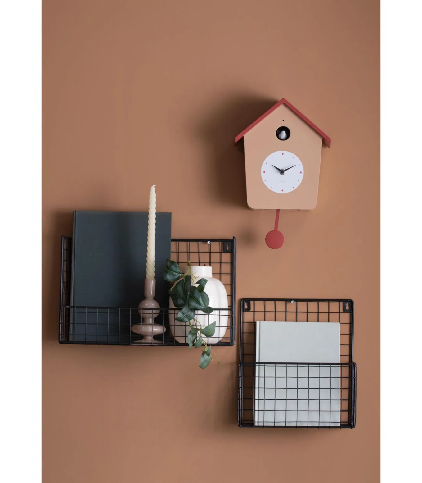 Wandklok Cuckoo Light - Zachtbruin - 23x10.5x26.4cm