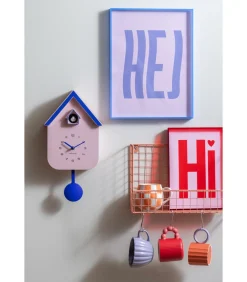 Wandklok Dupla Color Cuckoo - Roze - 21.5x21.5x41.5cm