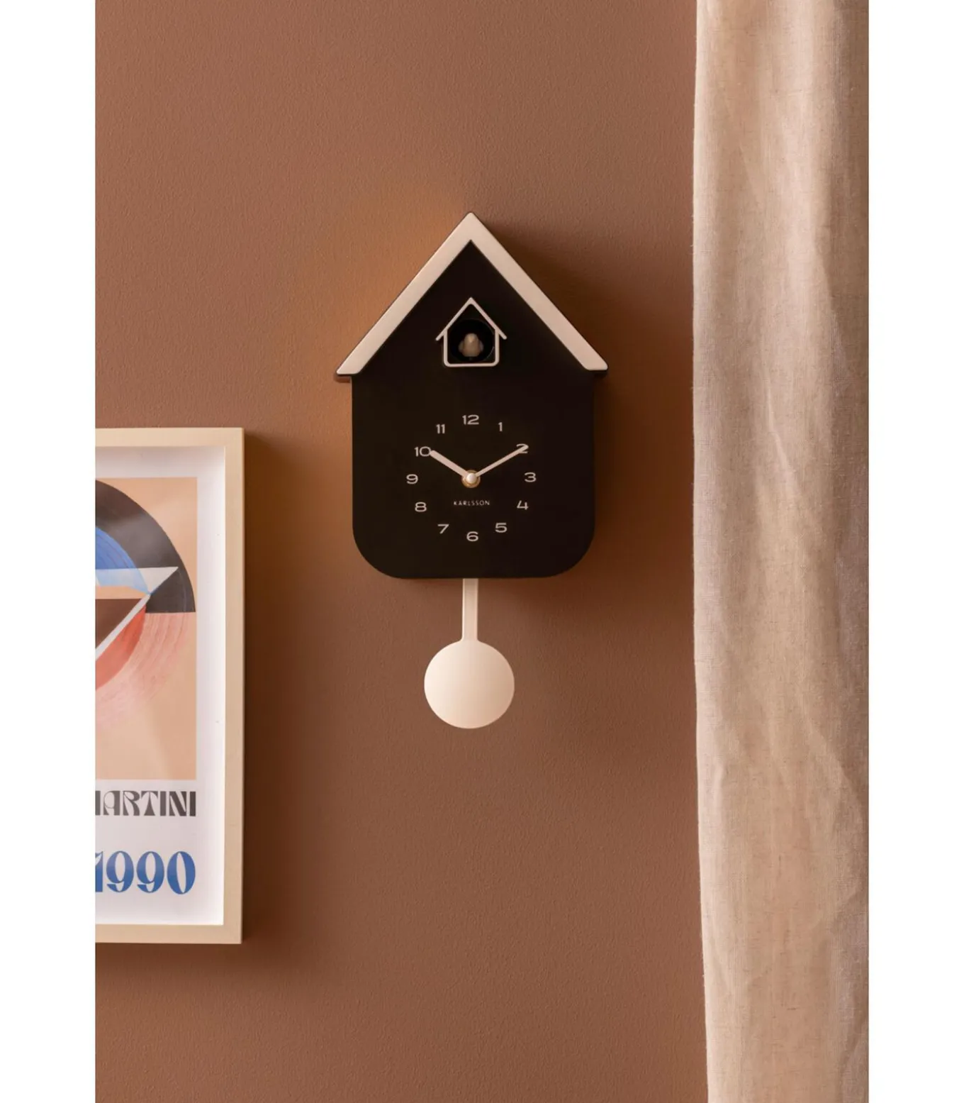 Wandklok Dupla Color Cuckoo - Zwart - 21.5x21.5x41.5cm