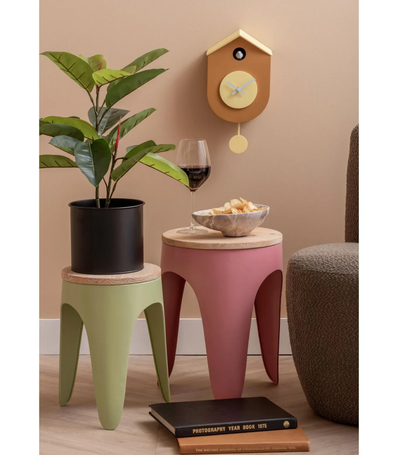 Wandklok Grato Cuckoo - Donkergeel - 9.2x17.5x33.2cm