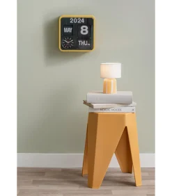 Wandklok Mini Flip - Okergeel - 10x24x24cm