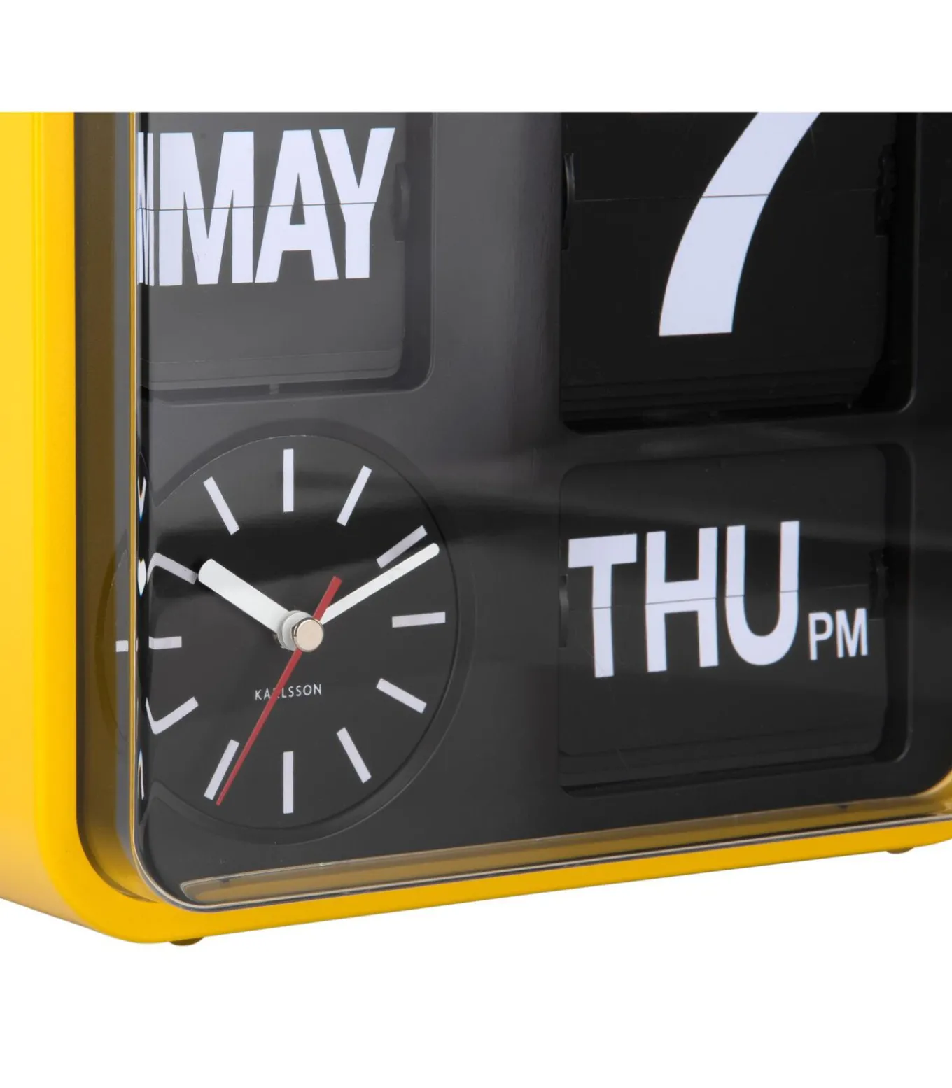 Wandklok Mini Flip - Okergeel - 10x24x24cm